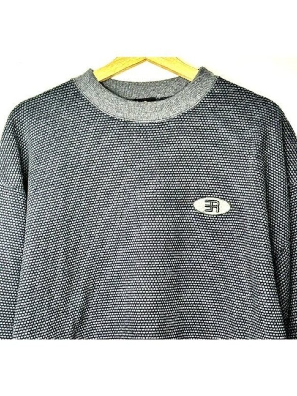 H.L. Miller Gold Sweater Mens L Vintage USA QS-9000 Textured Knit Pullover Blue - Picture 3 of 10
